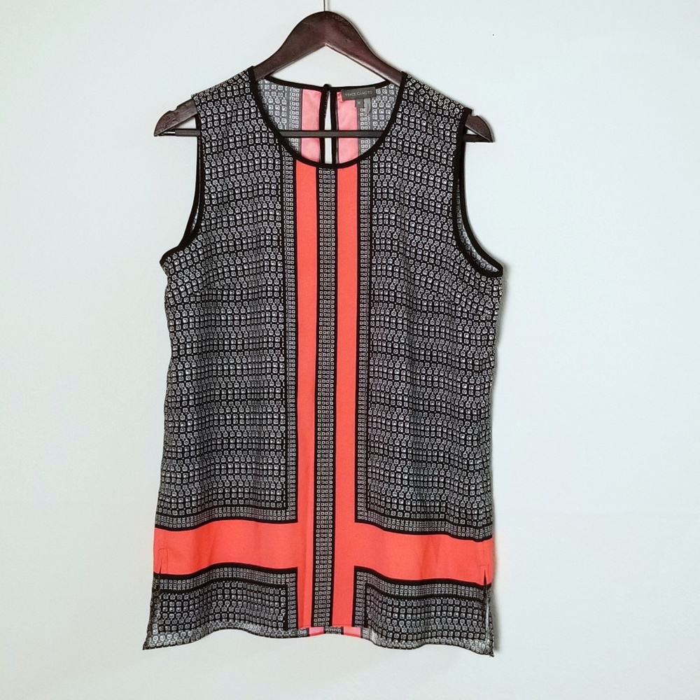 LIKE NEW Vince Camuto Neon Orange & B&W Top